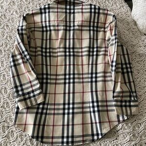 Burberry Beige Plaid Button-Down Shirt with Black & Red Check